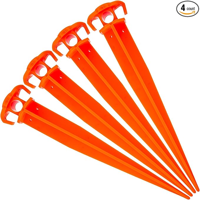 ASR Outdoor Orange Heavy Duty ABS Plastic Tent Stakes Ground Anchor Camping Essentials