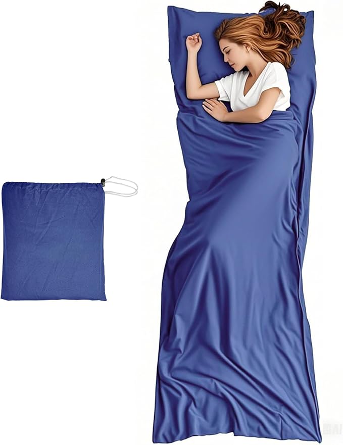 Lightweight Sleeping Bag Liner Single & Double Camping Travel Sleep Sack for Backpacking Hotels & Hostels