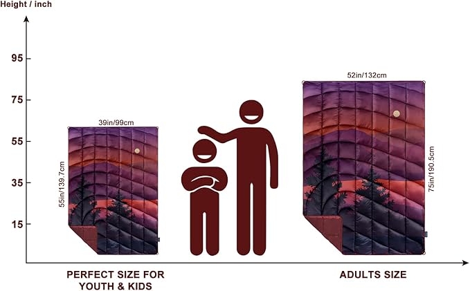 Camping Blanket,Lightweight Puffy Printed Camping Blanket Packable Outdoor Blanket for Camping,Traveling, Stadium, Hiking, Picnics