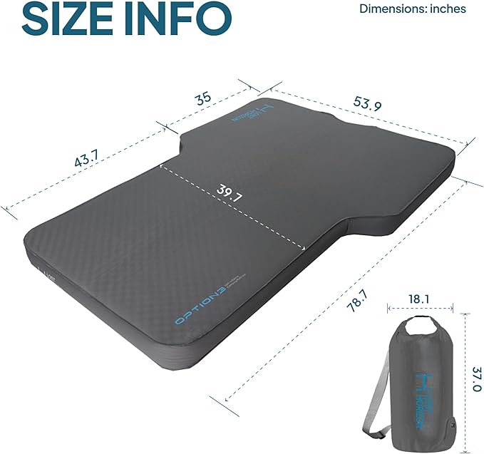 LOSTHORIZON Camping Air Mattress with Foam, Self Inflating Sleeping Pad, 4.5" Thick, R-Value 13, for Rivian R1S