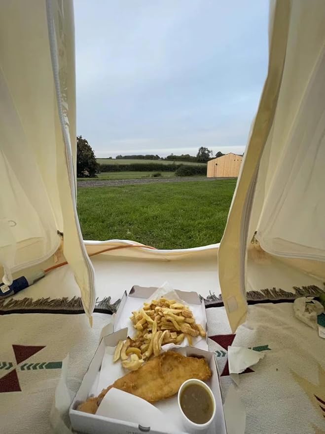Bell Tent 4 Season 9.85ft Glamping, Hot Tent,Ideal for Family Camping, Hiking,Canvas with Aluminum Pole. Support Camouflage Fabric Customization