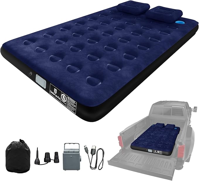 Umbrauto Air Mattress for 5.5-6.5 ft Short Bed Full-Size Trucks, Pickup Truck Airbed Mattress with Cordless Rechargeable Pump for Outdoor Travel