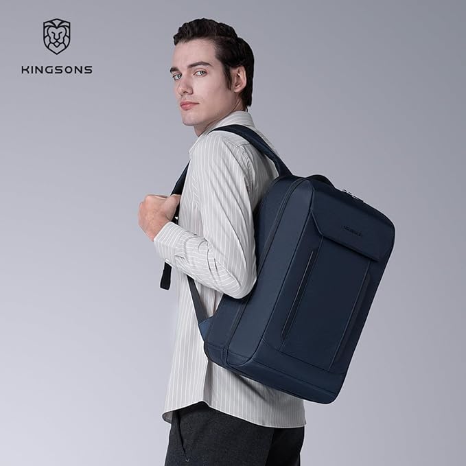 Kingsons 15.6 Inch Laptop Compartment Backpack for Men,Waterproof Slim Durable Business Backpack for Work，Travel (KS25054-Black-US-1)