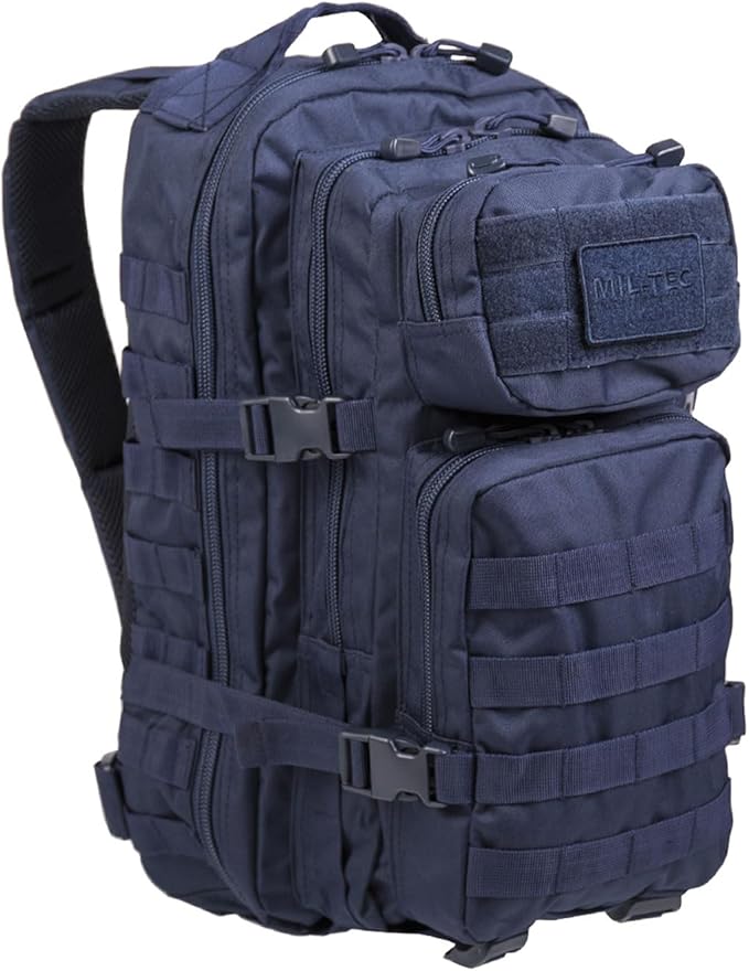Mil-Tec Unisex Assault Pack - Rugged Durable Lightweight Ergonomic Versatile Tactical Outdoor Camping Hiking Backpack with Adjustable Padded Shoulder Straps & MOLLE Loops, Dark Blue, 20L