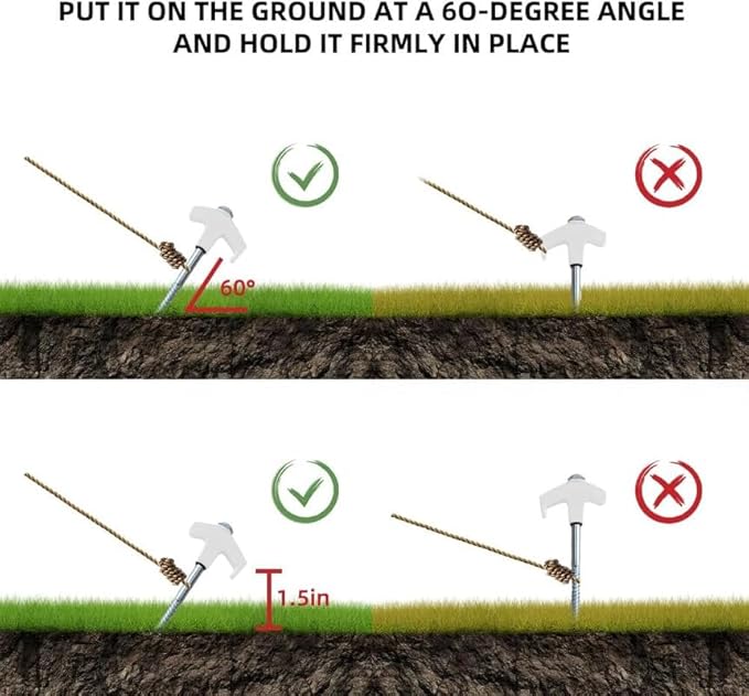 8" Screw in Tent Stakes - Ground Anchors Screw in, 2024 Upgraded Drillable Tent Stakes, Heavy Duty Metal Stake Ground Anchor Peg Threaded Tent Spikes with 1 Hex Head Driver