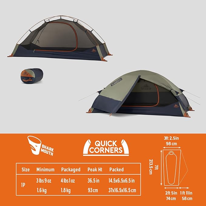 Kelty Late Start Backpacking Tent – Lightweight Two Man Camping Tent Shelter with Quickcorners, Aluminum Poles, Waterproof Poly Fly, Updated for 2024 | Camping Tent Shelter, Quickcorners, Aluminum Poles, Waterproof Poly Fly, Updated for 2024