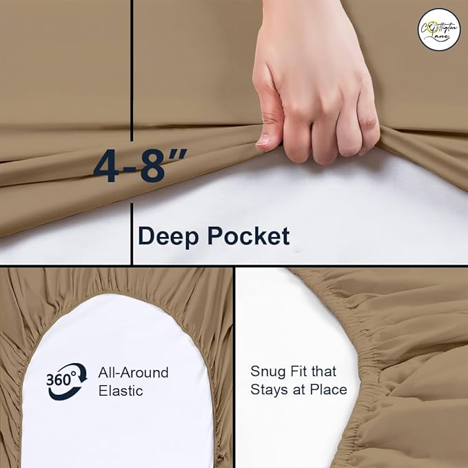 Cot Fitted Sheet 33 x 75, 100% Egyptian Cotton, 1 PC Cot Size Bottom Sheet Only, Perfect for Narrow Twin, Camp Bunk, Army Cots, Trifold Mattress, Camping Cot, Guest Bed Replacement(Taupe)