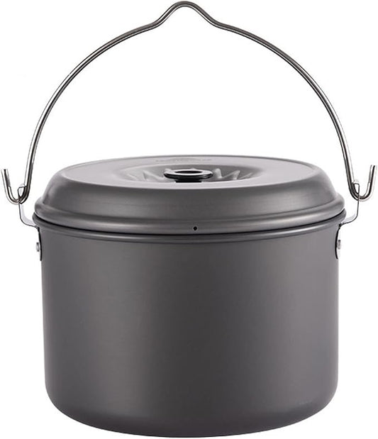 CAMPINGMOON Camping Pot 5.5-Quart Portable Campfire Cooking Hanging Pot Lightweight Aluminum MC-255