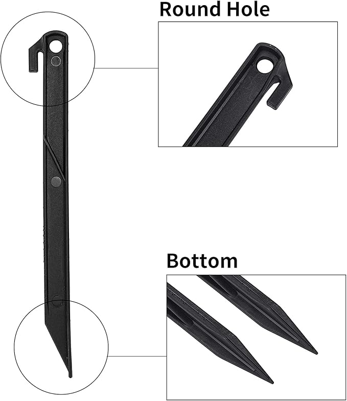 BEISHIDA Holiday Inflatable Replacement Accessories Including Plastic Piles and Tether Hooks Replacement Yard Inflatable Accessories Gardens and Home lawns 14PSC Black