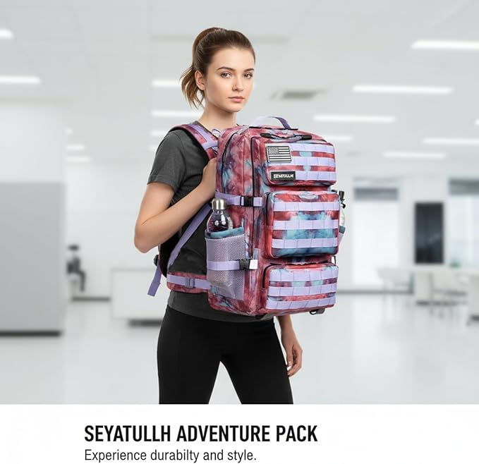 Military Tactical Backpack 55L for Men & Women Bug Out Bag Assault pack Molle Daypack Hiking Trekking Rucksack (Nebula camouflage)