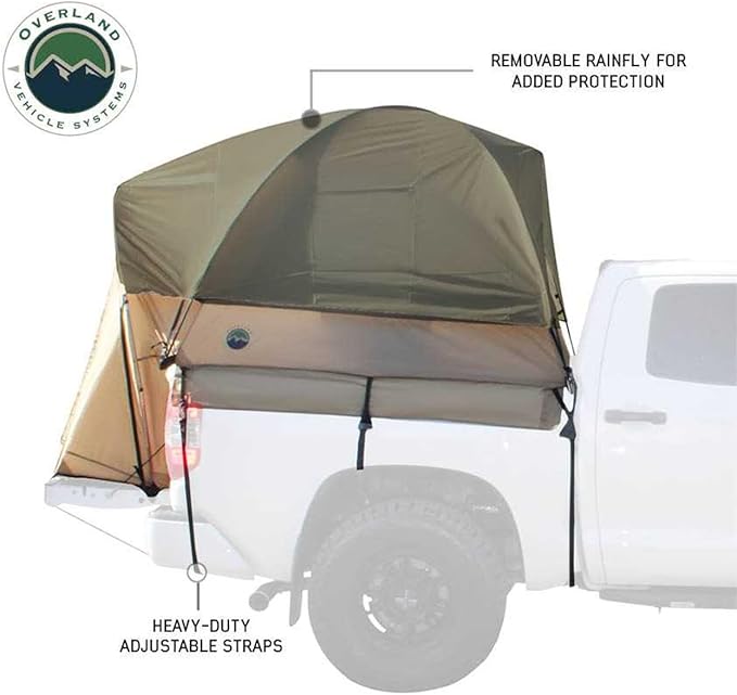 Overland Vehicle Systems LD TACT Truck Bed Tents - Tan Body & Green Rainfly