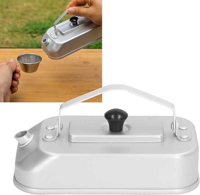 300ml Camping Boiling Water Pot with Foldable Handle, Aluminum Lightweight Camping Tea Kettle Camping Water Boiler for Camping Fishing Outdoor
