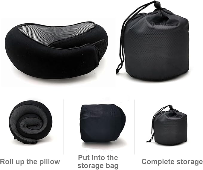 Travel Pillow,Travel Neck Pillow,Travel Pillows for Airplanes,Memory Foam Travel Pillow Neck Pillow for Traveling Suitable for Airplanes,Offices and Cars(Dark Grey)