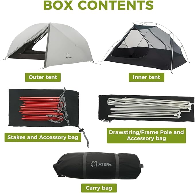 ATEPA Voyage 1-2 Person Backpacking Tent, 4 Season Ultralight Camping Tent, 4000mm Waterproof Double Layer Cold Wearther Easy Set Up Tent for Family Camp Hiking Hunting Outdoor Mountaineering Travel