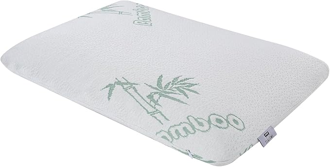 SUQ I OME Slim Sleeper -Thin Latex Pillow for Sleeping,Low Profile Ultra Thin for Stomach Sleepers, Firm 23x15.7x2.7 inch,Green White