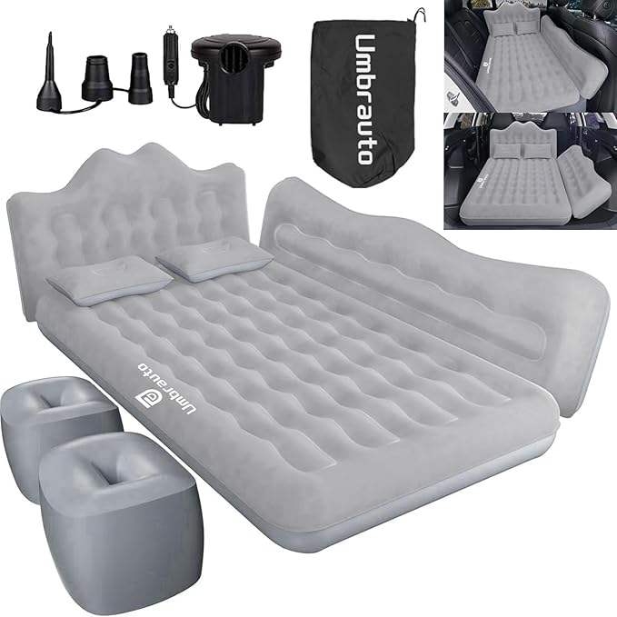 Umbrauto Truck Air Mattress Back Seat| Inflatable Car Camping Mattress Bed for Back Seat, SUV Blow Up Rear Seat Sleeping AirBed for Van Travel with Pump & Pillows