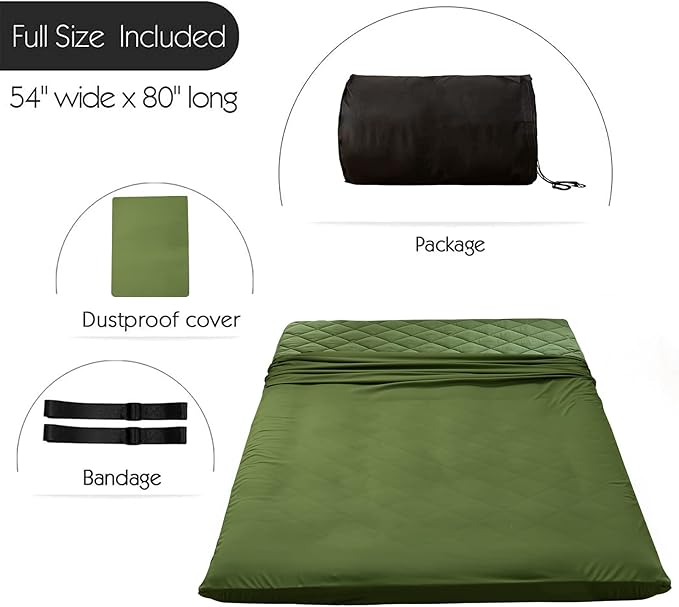 MAXYOYO Japanese Floor Futon Mattress Full Size, Floor Bed for Adults, Roll Up Folding Mattress, Diamond Patterned Japanese Futon Bed, Green