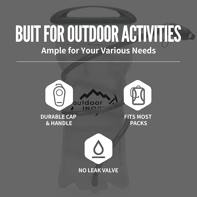 INOXTO 1.5L/2L/3L Hydration Bladder, Water Bladder with Water Reservoir Hose Insulator & High Flow Bite Valve for Hiking Backpack, Leak Proof 1.5/2L/3L Water Reservoir for Camping Cycling Running