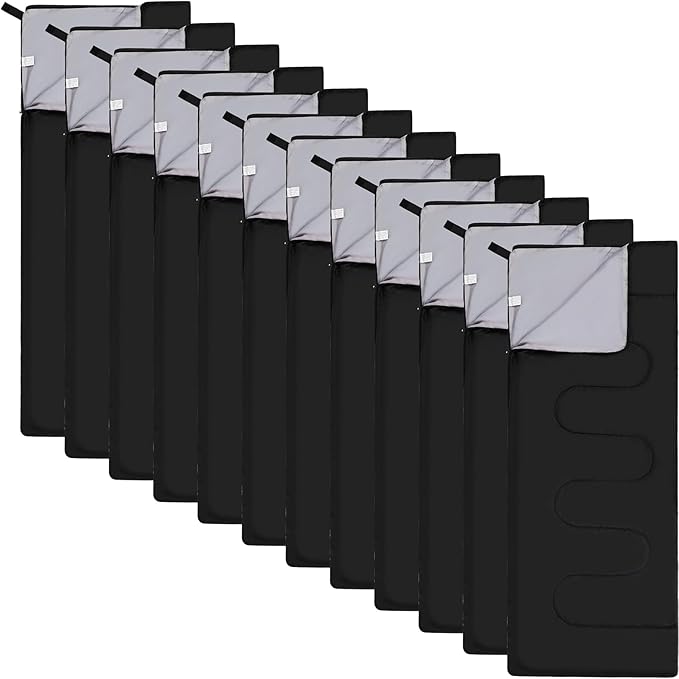 Macarrie 12 Pack Camping Sleeping Bags for Adults Bulk Cold Weather Kids Sleeping Bag Homeless Lightweight Waterproof Compression Sack for Backpacking Traveling Hiking Outdoor