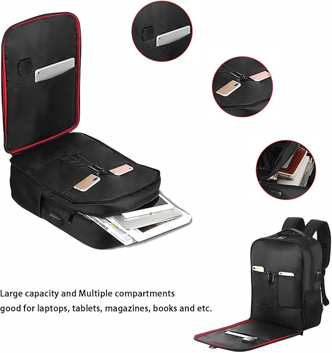14W Solar Backpack - Waterproof, Smart USB Charging Backpack, Ergonomic Multifunction Laptop Bag Outdoor Hiking Backpack, Perfect for Business, Running, Biking