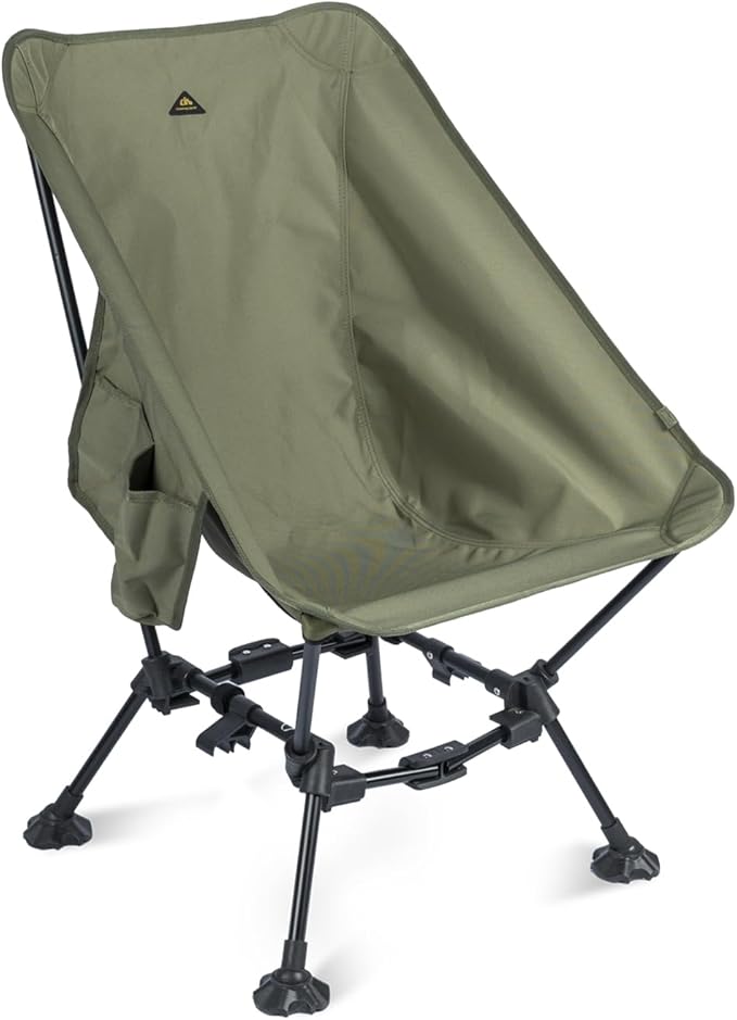 iClimb Two-Heights Light Compact Comfortable Camping Folding Beach Chair with Anti-Sinking Large Feet and Carry Bag