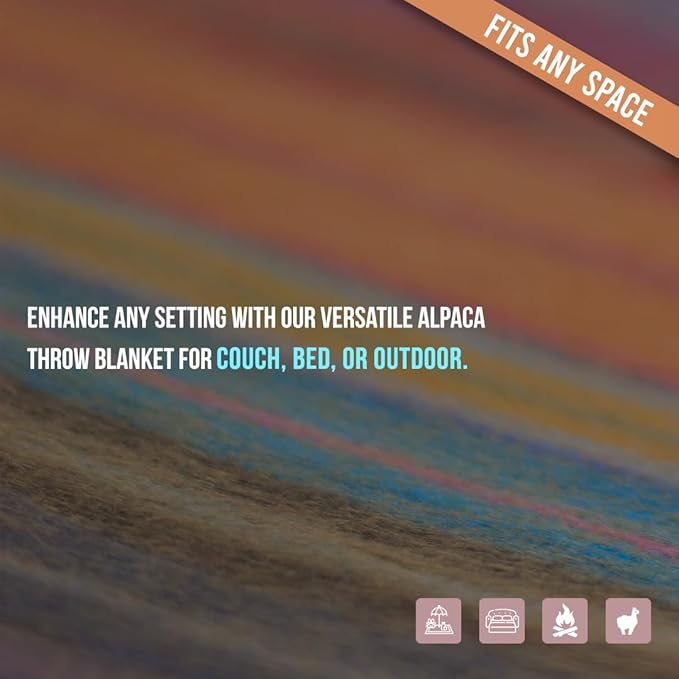 ALPAKITAS Alpaca Wool Blanket Throw | Large, Beautiful, Warm, Stripes | 64 x 45 inches | Ultra-Soft, Hypoallergenic and Breathable | Non-Itchy or Scratchy (Orange)