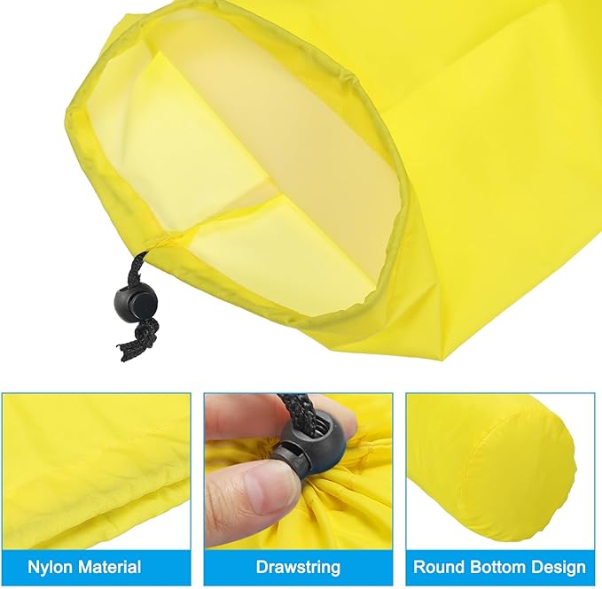PATIKIL Stuff Sack, 10 x 20 Inch Waterproof Outdoor Storage Sack Portable Drawstring Dust Flap Bag for Camping, Black