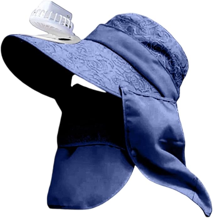 Solar Fan Cap, Wide Brim Sun Cap, USB and Solar Powered Adjustable Breathable Fan Hat for Women Men Outdoor