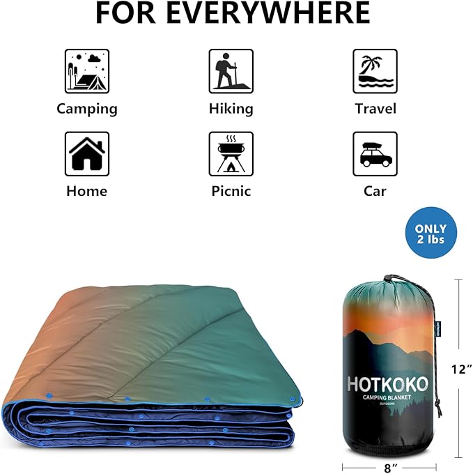 Camping Blanket,Lightweight Puffy Printed Camping Blanket Packable Outdoor Blanket for Camping,Traveling, Stadium, Hiking, Picnics