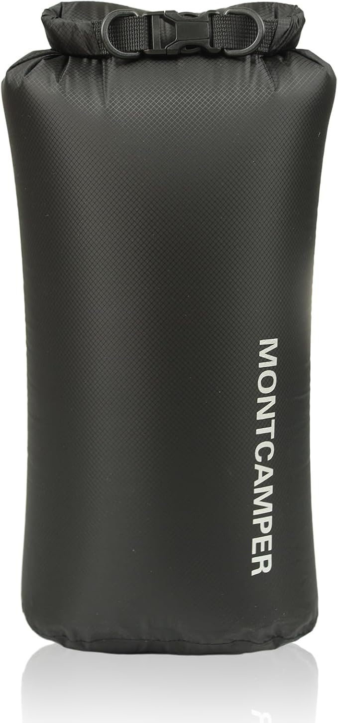 Waterproof Dry Bag 10L – 30D Nylon Roll Top Dry Sack with DWR & PU Coating, Lightweight Water-Resistant Storage for Kayaking, Camping, Hiking, Fishing & Beach (Black)