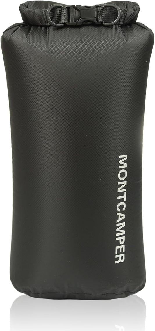Waterproof Dry Bag 10L – 30D Nylon Roll Top Dry Sack with DWR & PU Coating, Lightweight Water-Resistant Storage for Kayaking, Camping, Hiking, Fishing & Beach (Black)