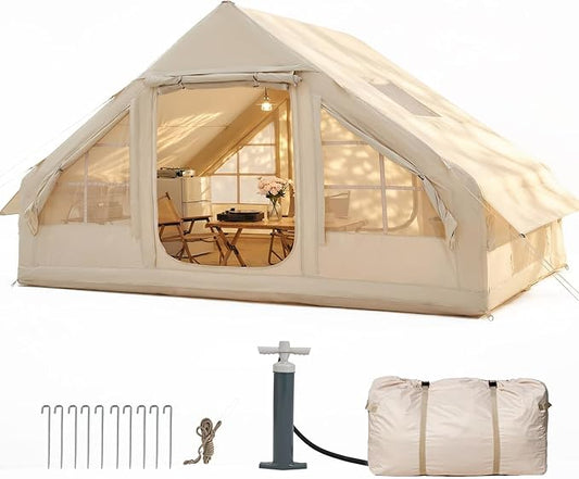 Aoxun Inflatable Camping Tent for 4-8 Person, Instant Setup Family Size Tent, Waterproof Windproof Outdoor Shelter with UV Protection, Lightweight Portable for Camping, Beach, Festivals