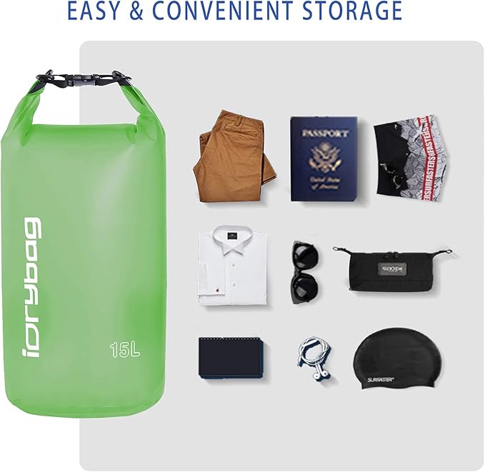 IDRYBAG Clear Dry Bag Waterproof 2L/5L/10L/15L/20L, Small Dry Sack Waterproof Bag for Kayaking