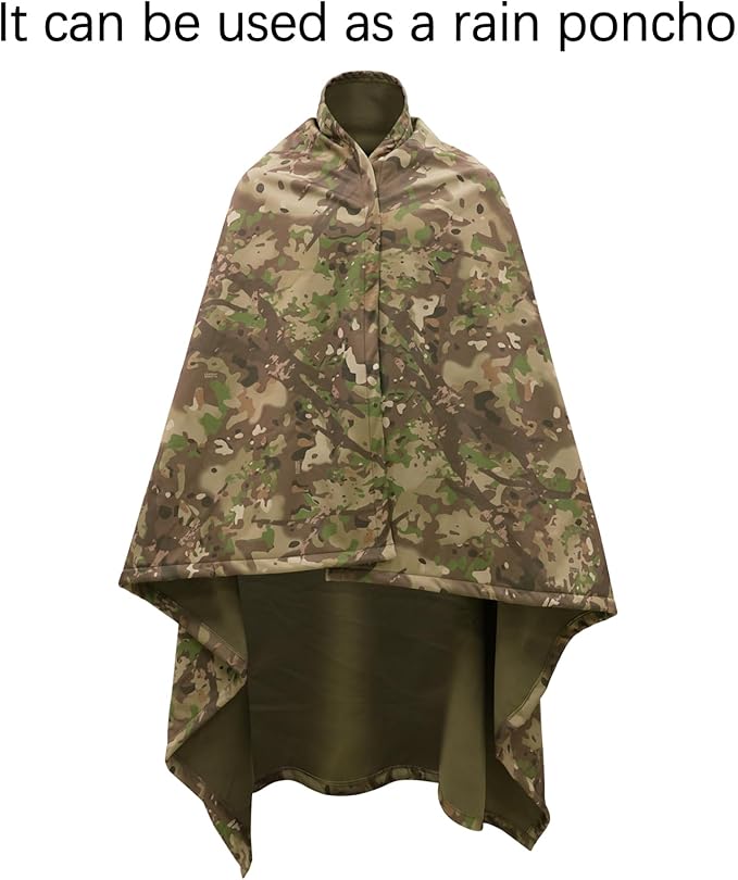 LOOGU Camo Blanket Waterproof Insulation Poncho Liner for Outdoor Camping, Hiking, Hunting, Survival, Backpacking, Picnicking