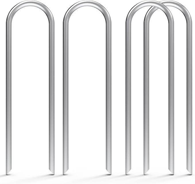 MySit 50 Pack 6 Inch Garden Stakes,11 Gauge Galvanized Yard Staples U Shape Fences Drip Irrigation Stakes Landscape Staples for Landscape Fabric, Soaker Hose, Dog Fence, Drip Tubing