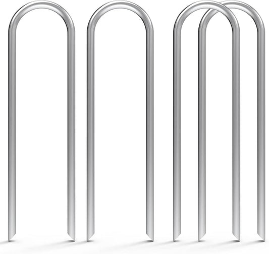MySit 50 Pack 6 Inch Garden Stakes,11 Gauge Galvanized Yard Staples U Shape Fences Drip Irrigation Stakes Landscape Staples for Landscape Fabric, Soaker Hose, Dog Fence, Drip Tubing
