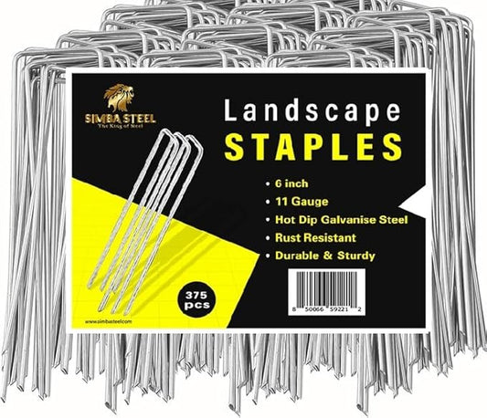 250 Pack x 6 Inch Landscape Staples Galvanised, Fabric Pins, 11 Gauge, Garden Staples, Tent Stakes, Fabric Pins for Lawn, Fence, Tent, Decoration, Weed Barrier, Outdoor. (250 x 6in)