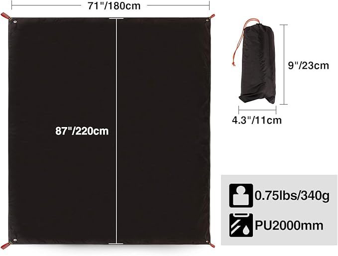 REDCAMP Waterproof Camping Tent Tarp - 36"x83", 4 in 1 Multifunctional Tent Footprint for Camping, Hiking and Survival Gear, Lightweight and Compact