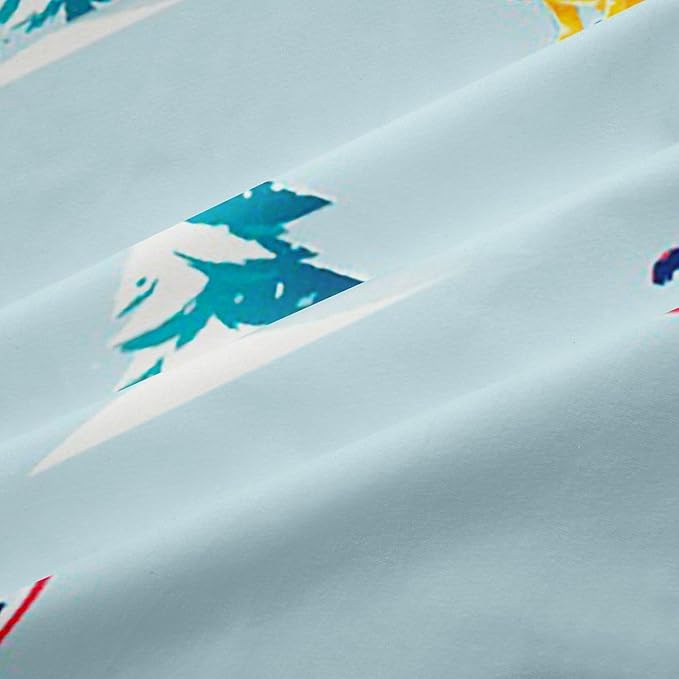 Manfei Skiing Kids Blackout Curtains,Ski Winter Extreme Sports Game Window Drapes,Mountain Snowboarding Pine Tree Nature Boys Girls Room Decor,Blue 2 Panels,38Wx54L inch