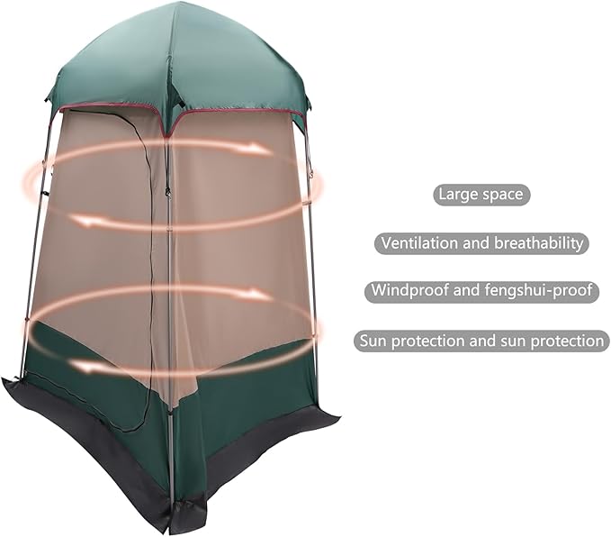 Shower Tent for Camping Outdoor Privacy Tent 63 * 63 * 94.5" Spacious Camping Changing Tent Dressing Room Portable Toilet Tent Camping Privacy Shelter Instant Outdoor Rain Shelter (Dark Green)