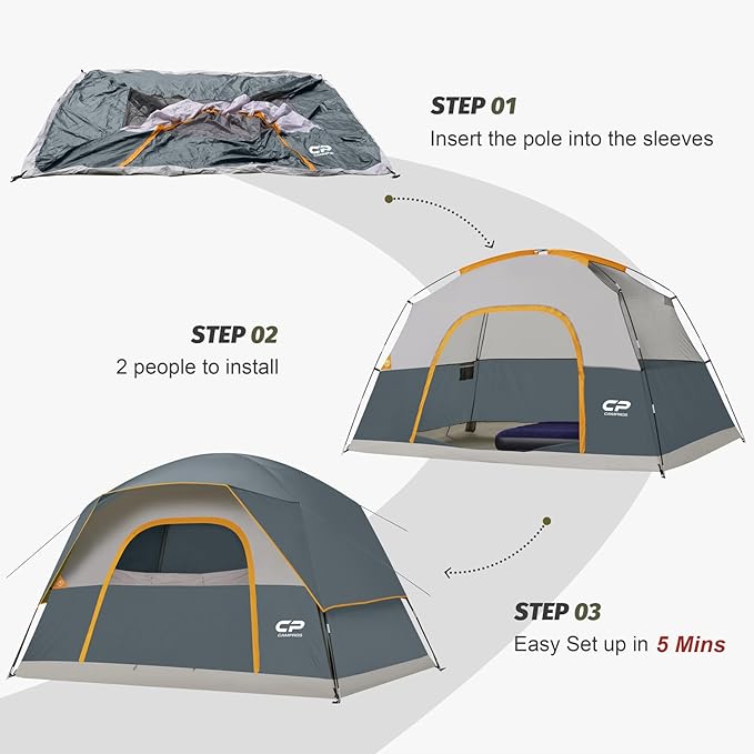 Tents for Camping 6 Person Tent Waterproof Windproof Double Layer Family Camping Tent, Easy Setup Dome Tent with Large Mesh Windows & Wider Door for Outdoor Camping & Hiking