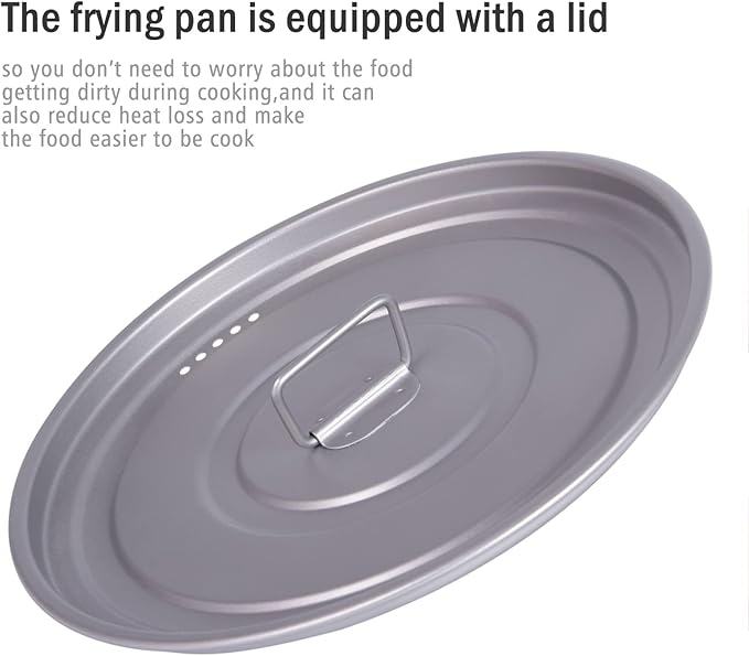 Boundless Voyage Titanium Non-Stick Frying Pan with Folding Handle Non-Stick Ceramic Coating Frypan Cooking Pot for Outdoor Camping Picnic Backpacking