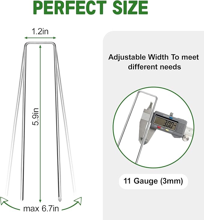6 Inch Garden Stakes, 25 Pack Landscape Staples Anti-Rust 11 Gauge Galvanized Ground Stakes Pins for Yard Fabric, Lawns, Weed Barriers, Landscape Fabrics, Irrigation Hose