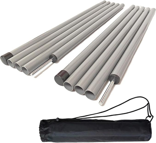 Tent Poles,Adjustable Portable Tent Poles-74.8" Sturdy and Durable Rustproof Thickened Iron Tent Stakes for Camping,Hiking,Van Awnings,Beach Awning Tent Accessory with Storage Bag-2 Pack (Silver Gray)
