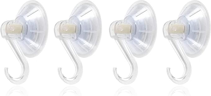 1st Choice Clear Plastic Suction Cup Hooks, 4 Pack Ultra Heavy Duty Power Lock Vacuum Traceless Smooth Waterproof Oil-Proof Wall Shower Kitchen Window Bathroom Holder