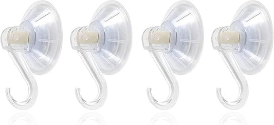 1st Choice Clear Plastic Suction Cup Hooks, 4 Pack Ultra Heavy Duty Power Lock Vacuum Traceless Smooth Waterproof Oil-Proof Wall Shower Kitchen Window Bathroom Holder