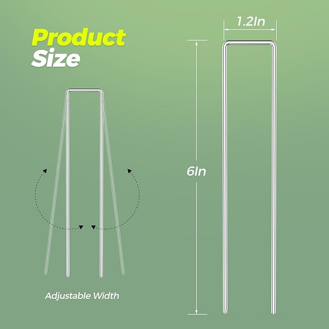 25 Pack Garden Staples,6 Inch 11 Gauge Galvanized U-Shaped Garden Stakes,Heavy-Duty Ground Yard Stakes for Inflatables,Irrigation Tubing,Holding Fence,Weed Barrier,Decoration