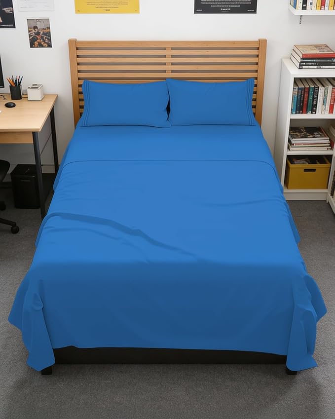 Full XL Bed Sheet - 4 Piece Full XL Bed Sheets Set - Soft, Breathable & Cooling - Hotel Luxury Bedding for Women, Men, Kids, Teens, Boys & Girls - Deep Pockets, Comfy, Fade & Wrinkle Free - Royal Blue