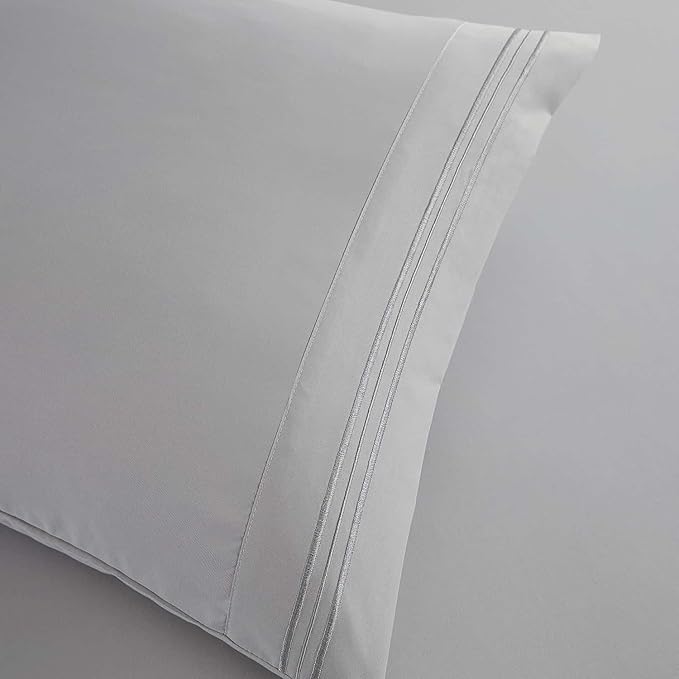 Clara Clark Bed Linen Set, Short Queen, 6 Piece, Microfiber, Silver