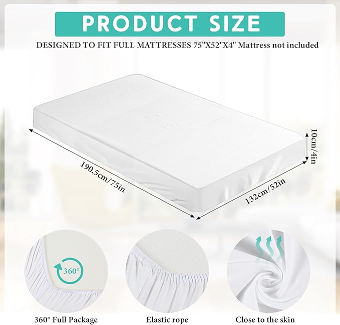 Breling Fitted Sheet (Sheet Only) Compatible with Milliard Trifold Mattress Folding Mattress Fitted Microfiber Bedsheet for Camp Bunk Rvs Bed(White,Full,4'')